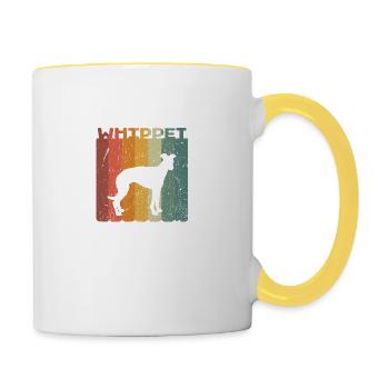 Rétro Whippet lévriers chiens cadeau - Mug contrasté - blanc/jaune - Droite