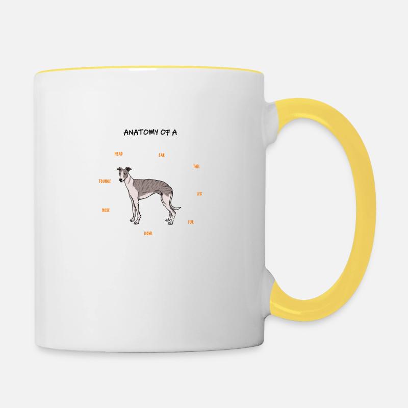 Whippet Anatomie Hunde Geschenk - Tasse zweifarbig - Weiß/Gelb