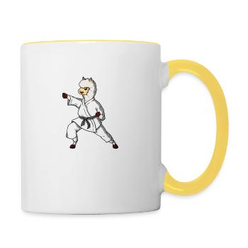 Funny Kung Fu Karate Alpaca Llama Gift Idea - Contrasting Mug - white/yellow - Right
