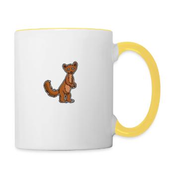 Drôle martre furets belette cadeau - Mug contrasté - blanc/jaune - Droite