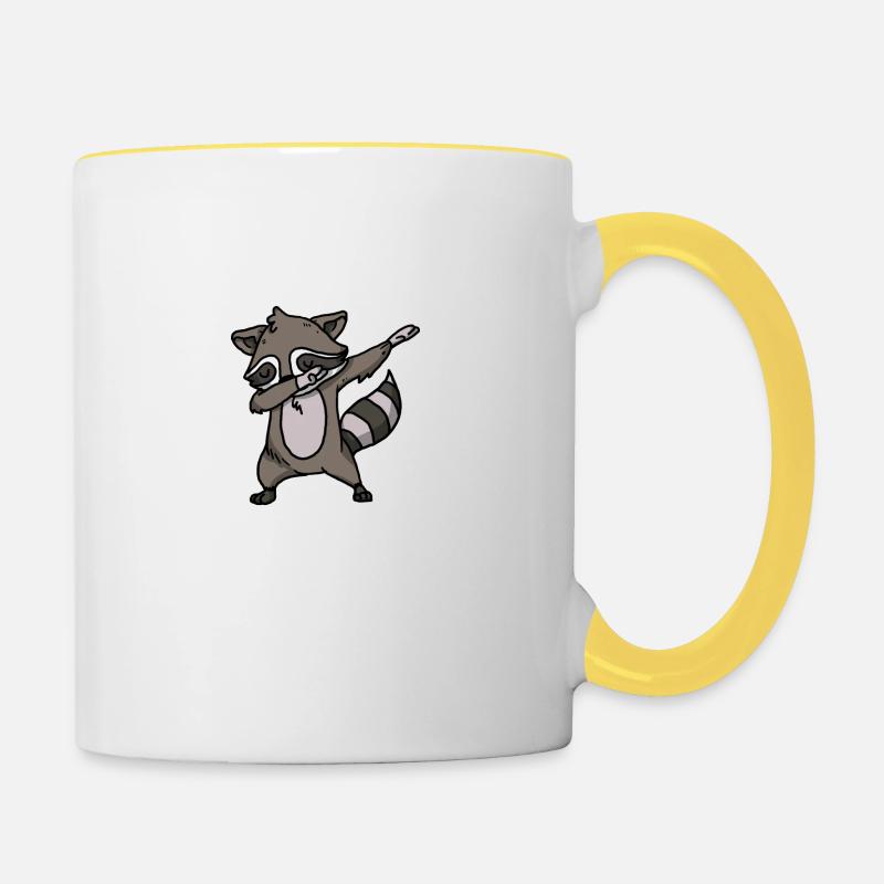 Cadeau de raton laveur drôle - Mug contrasté - blanc/jaune
