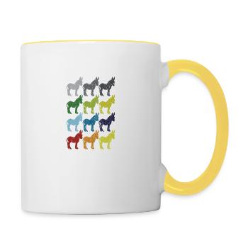 Neon Pop Art Retro Donkey Mule Gift - Contrasting Mug - white/yellow - Right
