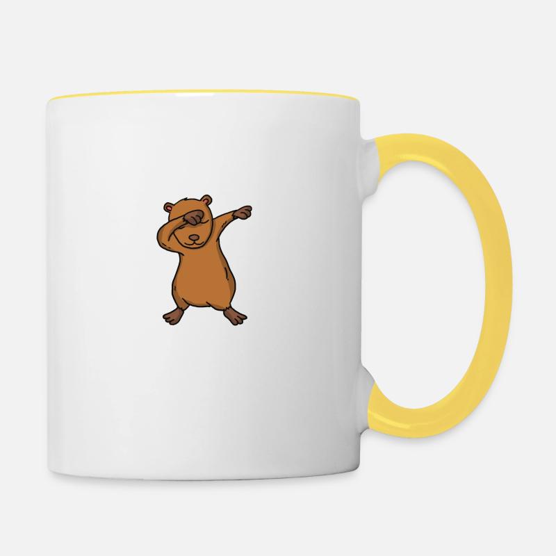 Cadeau de Dabbing Capybara - Mug contrasté - blanc/jaune