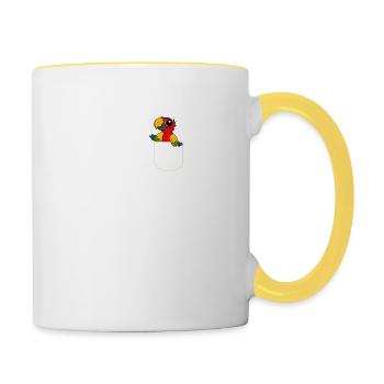 Perroquet dans la poche poitrine Perroquet t-shirt - Mug contrasté - blanc/jaune - Droite