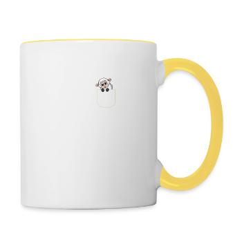 Schaf in Der Brusttasche Lamm T-Shirt - Tasse zweifarbig - Weiß/Gelb - Rechts