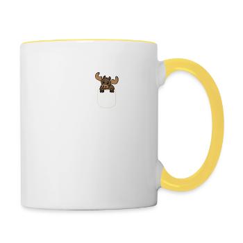 Elch in Der Brusttasche Elche T-Shirt - Tasse zweifarbig - Weiß/Gelb - Rechts