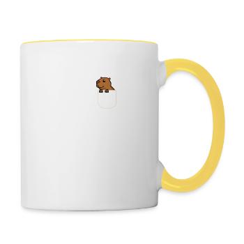 Capybara dans La poche poitrine Rongeur T-shirt - Mug contrasté - blanc/jaune - Droite