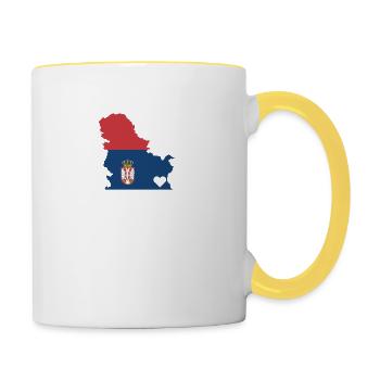 Chère Serbie Cadeau Cœur Serbe - Mug contrasté - blanc/jaune - Droite