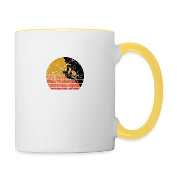 Retro Sonne Klettern Geschenk - Tasse zweifarbig - Weiß/Gelb - Rechts