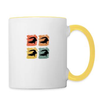 Alligator Retro Pop Art - Mug contrasté - blanc/jaune - Droite