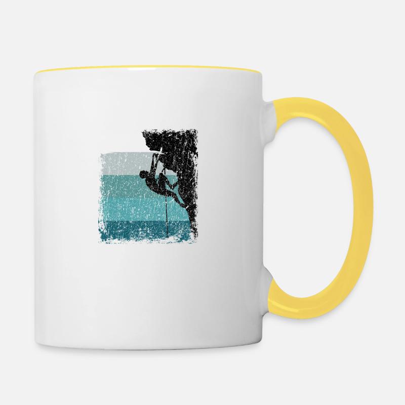 Vintage Klettern Geschenkidee - Tasse zweifarbig - Weiß/Gelb