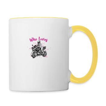 Cool Motorbike Girl Gift Idea - Contrasting Mug - white/yellow - Right