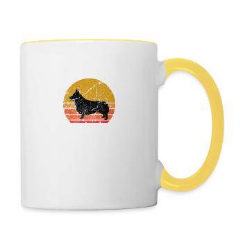 Retro Sonne Corgi Hund Geschenk - Tasse zweifarbig - Weiß/Gelb - Rechts