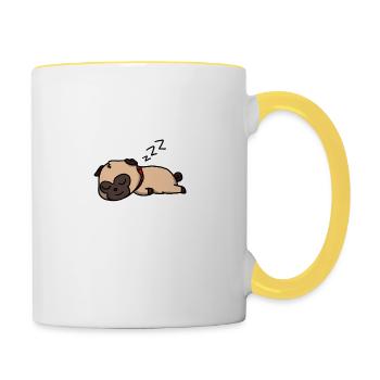 Mignon chien dormant Idée cadeau - Mug contrasté - blanc/jaune - Droite