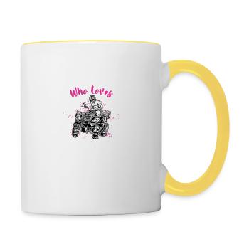 Cool Quadbike Mädchen Geschenk - Tasse zweifarbig - Weiß/Gelb - Rechts