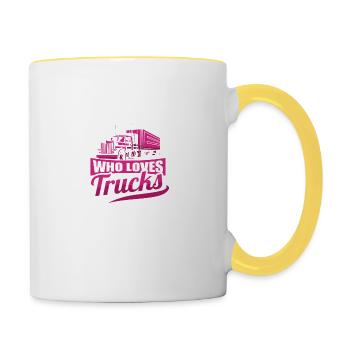 Just A Girl Who Loves Trucks Geschenkidee - Tasse zweifarbig - Weiß/Gelb - Rechts