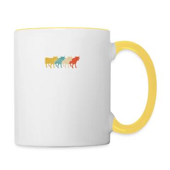 Vintage Retro Pop Art Vache Agriculteur - Mug contrasté - blanc/jaune - Droite