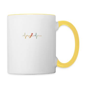 Vintage coeur chanteurs idées cadeaux - Mug contrasté - blanc/jaune - Droite