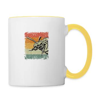 Vintage Biene Wespe Geschenk - Tasse zweifarbig - Weiß/Gelb - Rechts