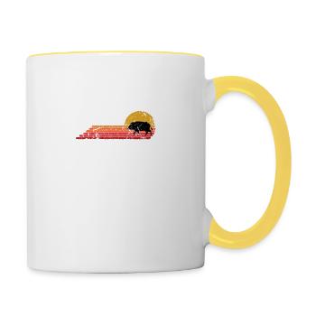 Boar Animal Retro Vintage Style - Contrasting Mug - white/yellow - Right