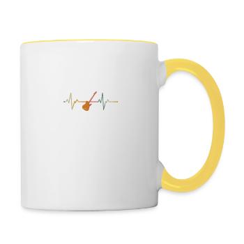 Vintage Herzschlag Guitare Rock Musique Idée cadeau - Mug contrasté - blanc/jaune - Droite