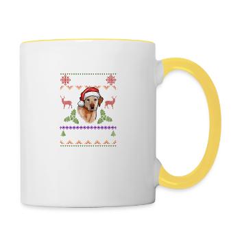 Merry Woofmas Ugly Sweater Labrador Retriever - Mug contrasté - blanc/jaune - Droite