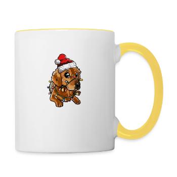 Golden Retriever Cadeau de Noël chiens - Mug contrasté - blanc/jaune - Droite