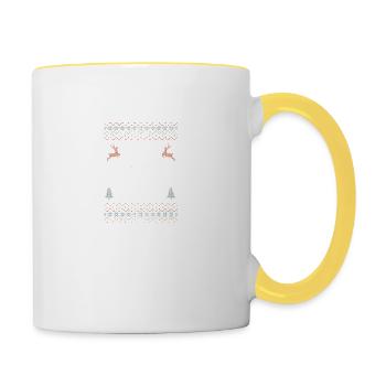 Quadbike Ugly Sweater ATV Quad Weihnachtsgeschenk - Tasse zweifarbig - Weiß/Gelb - Rechts
