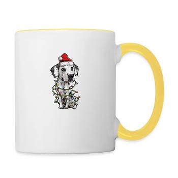 Dalmatian Santa Christmas Tree Lights - Contrasting Mug - white/yellow - Right