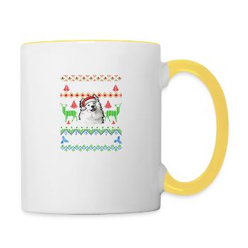 Merry Woofmas Ugly Sweater Samojede - Mug contrasté - blanc/jaune - Droite