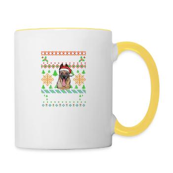 Merry Woofmas Ugly Sweater Malinois - Mug contrasté - blanc/jaune - Droite