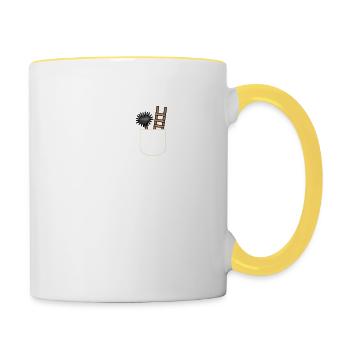 Lustige Schornsteinfeger Geschenkidee - Tasse zweifarbig - Weiß/Gelb - Rechts