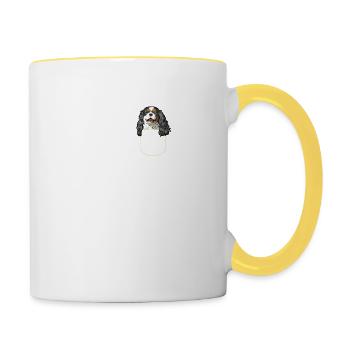 Cavalier King Charles Spaniel Geschenkidee - Tasse zweifarbig - Weiß/Gelb - Rechts