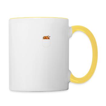 Brathähnchen In Der Brusttasche Huhn Geschenkidee - Tasse zweifarbig - Weiß/Gelb - Rechts