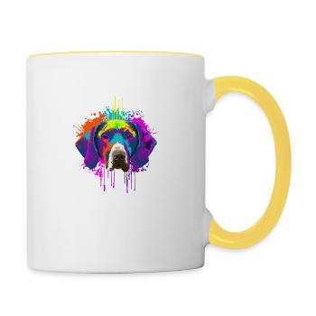 Splash Art allemand cheveux courts propriétaire de chien cadeau - Mug contrasté - blanc/jaune - Droite