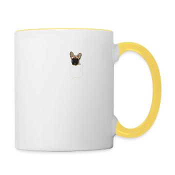 Bouledogue français Dans La poche thoracique - Mug contrasté - blanc/jaune - Droite