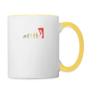 Vintage Klettern Evolution Kletterer Bouldern - Tasse zweifarbig - Weiß/Gelb - Rechts