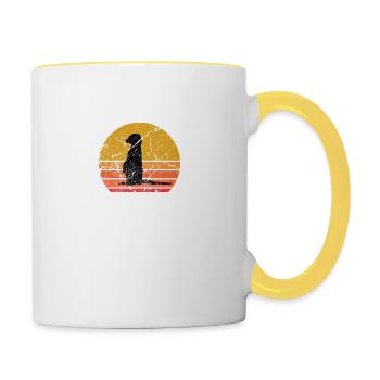 Retro Sun Meerkat Mongoose Gift - Contrasting Mug - white/yellow - Right