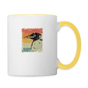 Vintage Penguin Animal Gift - Contrasting Mug - white/yellow - Right