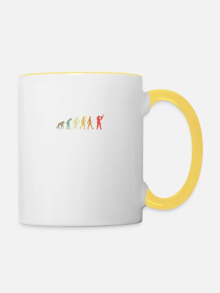 Retro Timber Sports Evolution Holzfäller Geschenk - Tasse zweifarbig - Weiß/Gelb