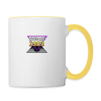 Vintage 1963 Retrowave anniversaire cadeau - Mug contrasté - blanc/jaune - Droite