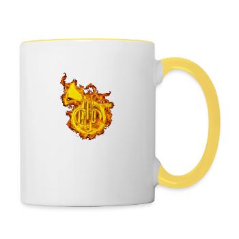 Waldhorn In Flammen Musik Horn Liebhaber Geschenk - Tasse zweifarbig - Weiß/Gelb - Rechts