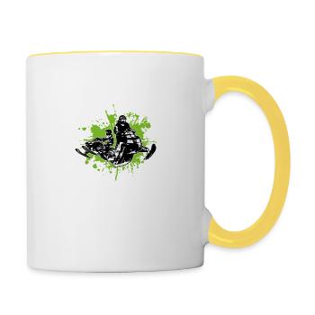 Cool Like Father, Like Son Snowmobile Fahrer - Mug contrasté - blanc/jaune - Droite