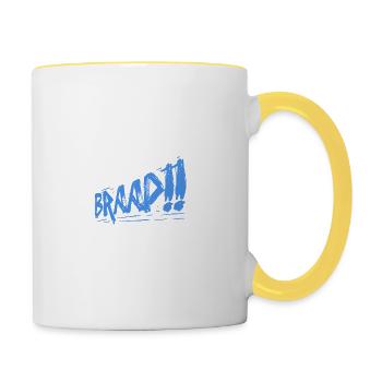 Cool Braap Snowmobile Snowrider Geschenkidee - Tasse zweifarbig - Weiß/Gelb - Rechts