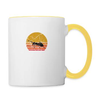 Retro Sonne Ameise Insekt Geschenk - Tasse zweifarbig - Weiß/Gelb - Rechts