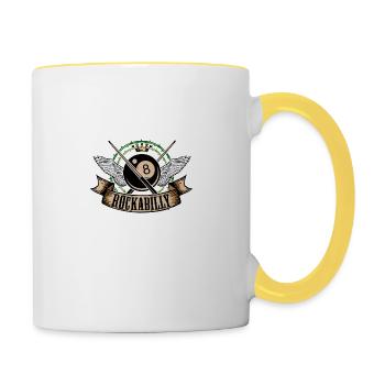 Rock n Roll Pool Billard 8 Rockabilly - Tasse zweifarbig - Weiß/Gelb - Rechts