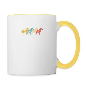 Vintage Retro Pop Art Zebra Gift - Contrasting Mug - white/yellow - Right