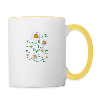 Gänseblümchen Sommer Margerite Frühling Blumen - Tasse zweifarbig - Weiß/Gelb - Rechts