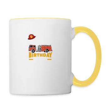 Feuerwehr Feuerwehrauto Mama Mom Birthday Crew - Tasse zweifarbig - Weiß/Gelb - Rechts