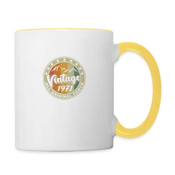 1971 Vintage 50 Jahre Alt Geschenk 50. Geburtstag - Tasse zweifarbig - Weiß/Gelb - Rechts
